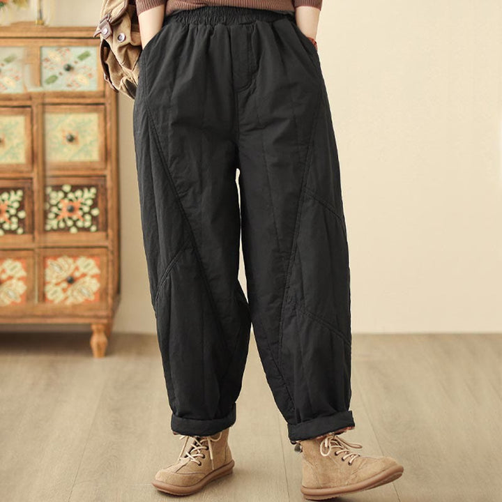 Buddha Stones Winter Plain High Waist Women's Harem Thermal Elastic Waist Pants With Pockets - image 7