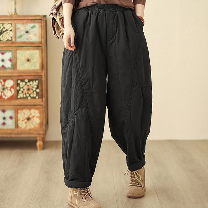 Buddha Stones Winter Plain High Waist Women's Harem Thermal Elastic Waist Pants With Pockets - image 6