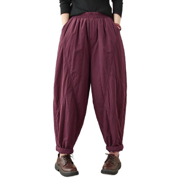 Buddha Stones Winter Plain High Waist Women's Harem Thermal Elastic Waist Pants With Pockets - image 26