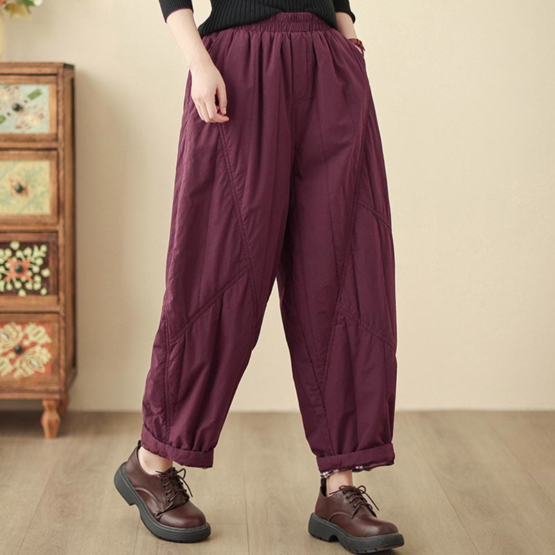 Buddha Stones Winter Plain High Waist Women's Harem Thermal Elastic Waist Pants With Pockets - image 24