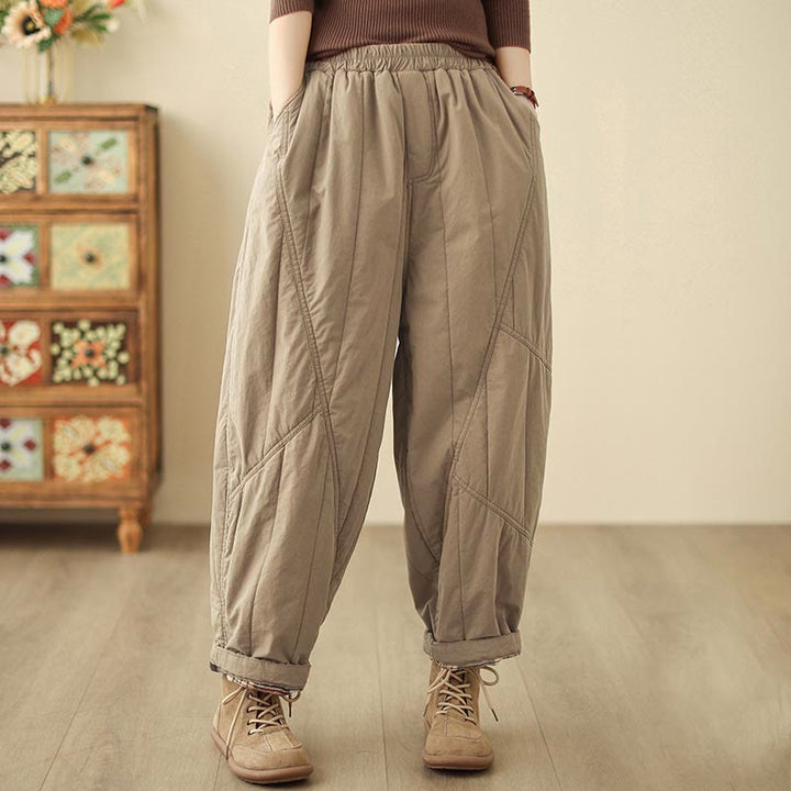 Buddha Stones Winter Plain High Waist Women's Harem Thermal Elastic Waist Pants With Pockets - image 0
