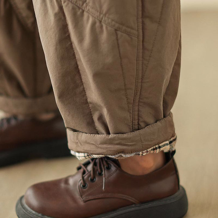 Buddha Stones Winter Plain High Waist Cotton Women's Harem Thermal Elastic Waist Pants With Pockets - image 19