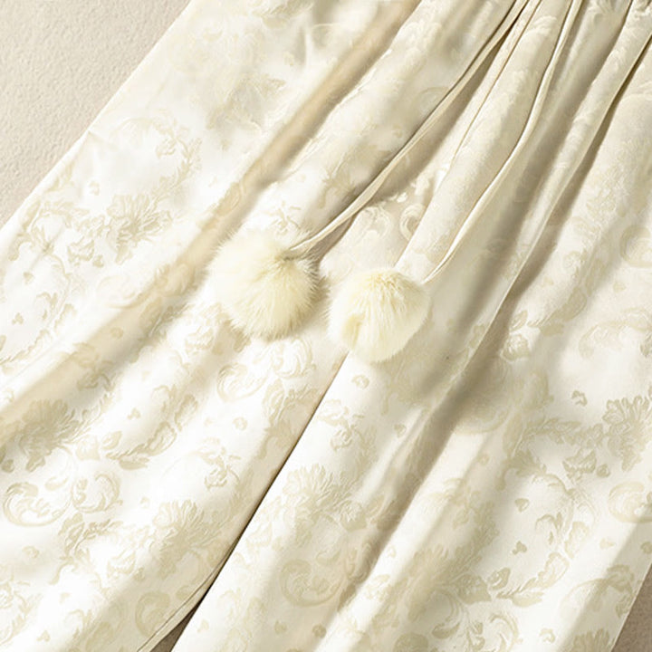 Buddha Stones Jacquard High Waist Design Women's Wide Leg Thermal Thickened Pants With Pockets - image 5