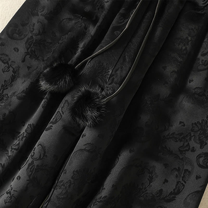 Buddha Stones Jacquard High Waist Design Women's Wide Leg Thermal Thickened Pants With Pockets - image 15