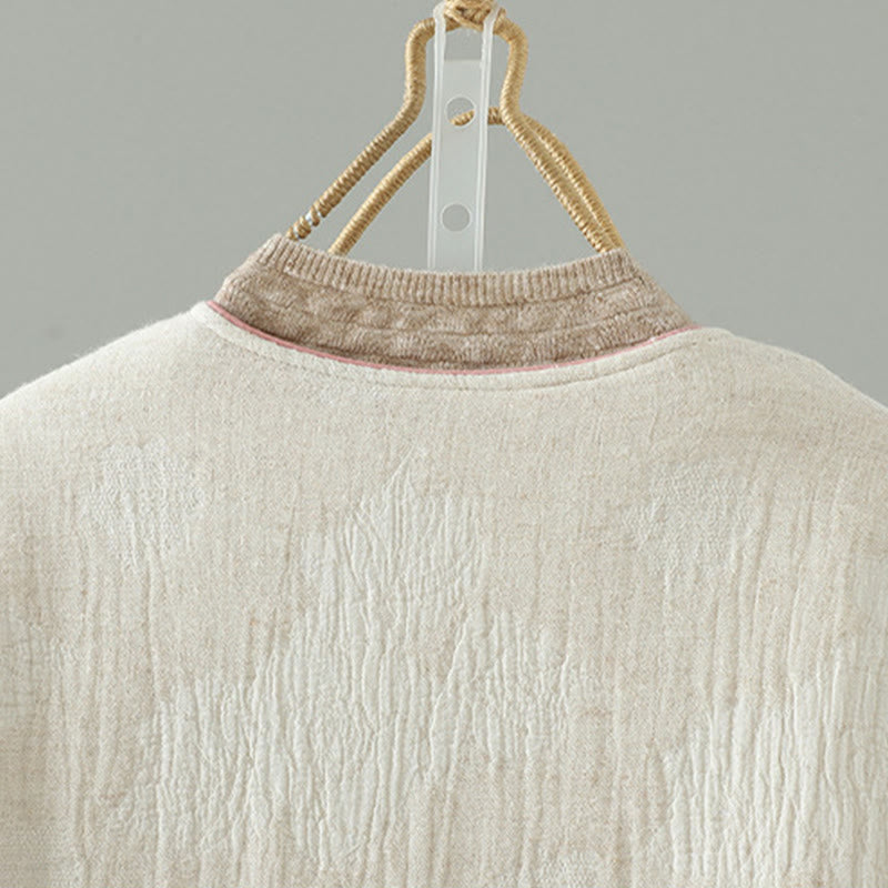 Buddha Stones Women's Beige Frog-Button Long Sleeve Thermal Jacket With Pockets - image 4