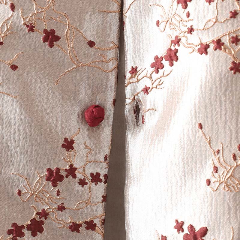 Buddha Stones Red Flowers Vine Buttons Design Long Sleeve Thermal Women's Jacket With Pockets - image 5