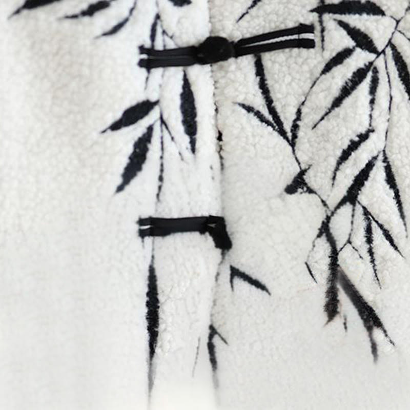 Buddha Stones White Willow Leaves Frog-Button Long Sleeve Thermal Women's Jacket - image 11