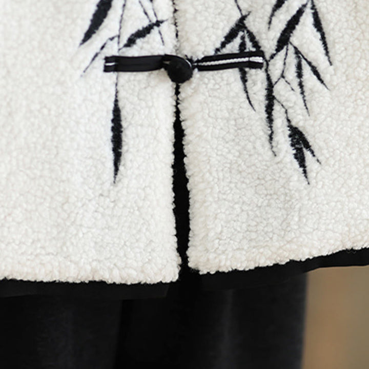 Buddha Stones White Willow Leaves Frog-Button Long Sleeve Thermal Women's Jacket - image 10