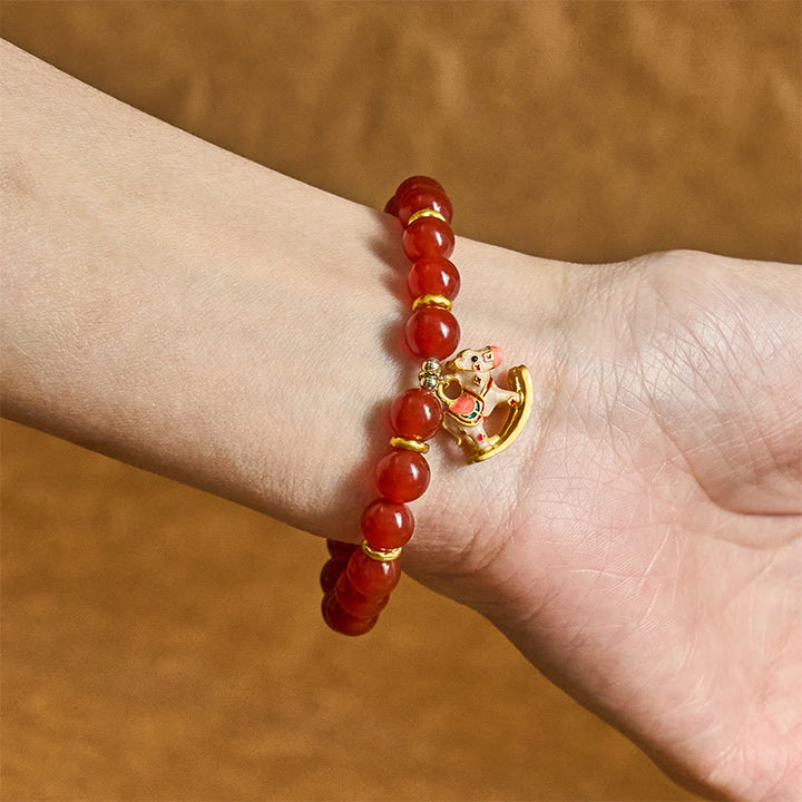 Buddha Stones Year Of The Horse Natural Cinnabar Red Agate Calm Confidence Bracelet - image 11