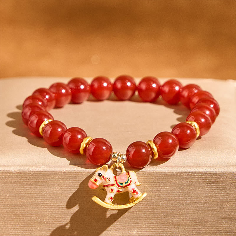 Buddha Stones Year Of The Horse Natural Cinnabar Red Agate Calm Confidence Bracelet - image 8