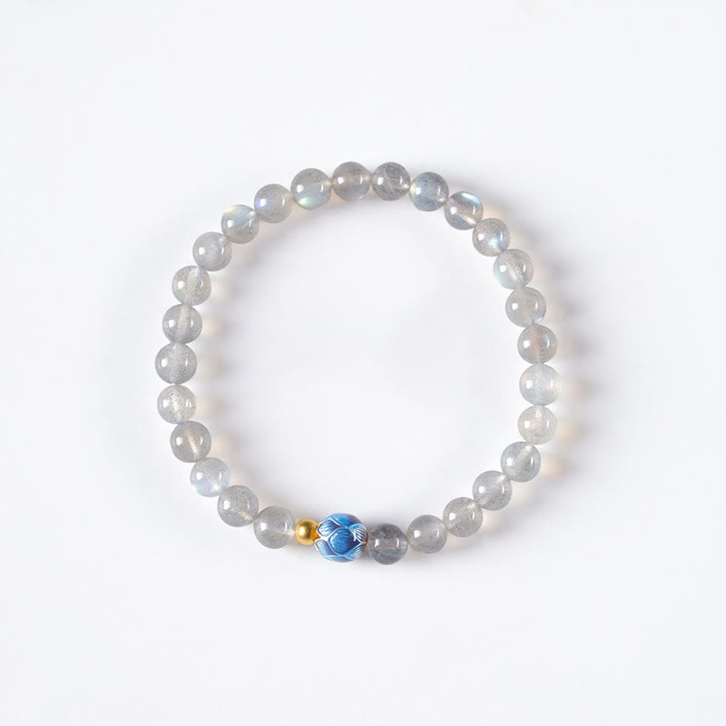Buddha Stones Natural Moonstone Lotus Love Charming Bracelet - image 7