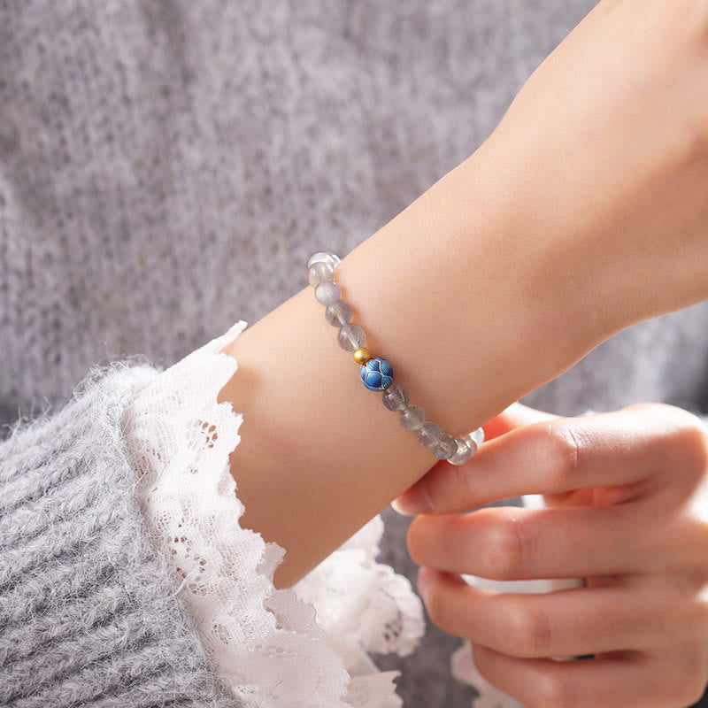 Buddha Stones Natural Moonstone Lotus Love Charming Bracelet - image 4