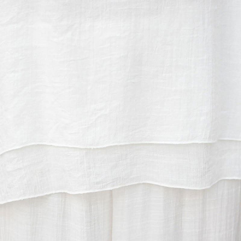 Buddha Stones 2Pcs White Long Sleeve V-Neck Shirt Wide Leg Pants Meditation Women's Set - image 12