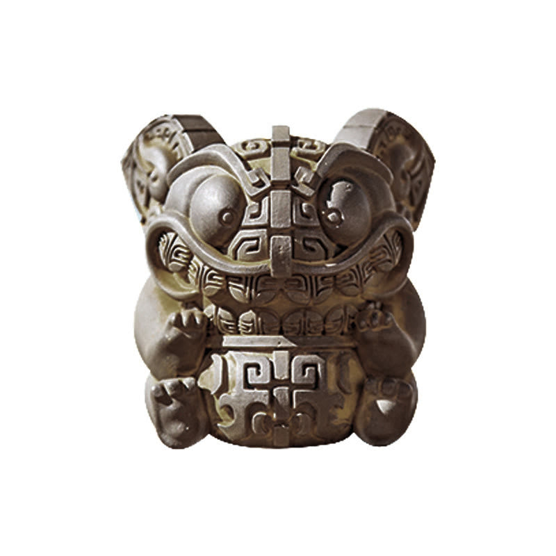 Buddha Stones Handmade Gold Swallowing Beast Iron Powder Rust Cast Resin Statue Home Decoration - image 15