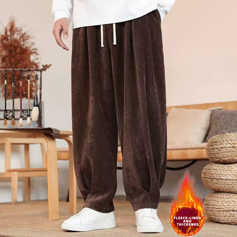 Buddha Stones Winter Pure Color Cotton Men's Harem Thickened Fleece-lined Pants With Pockets - SaddleBrown(Fleece-lined) - US/UK/AU46，EU56 (5XL) - image 29
