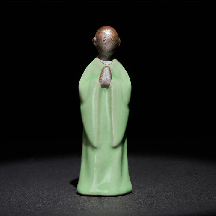 Buddha Stones Meditation Monk Ceramic Statue Serenity Home Decoration - Green Contemplation 3*3*9.5cm - image 33