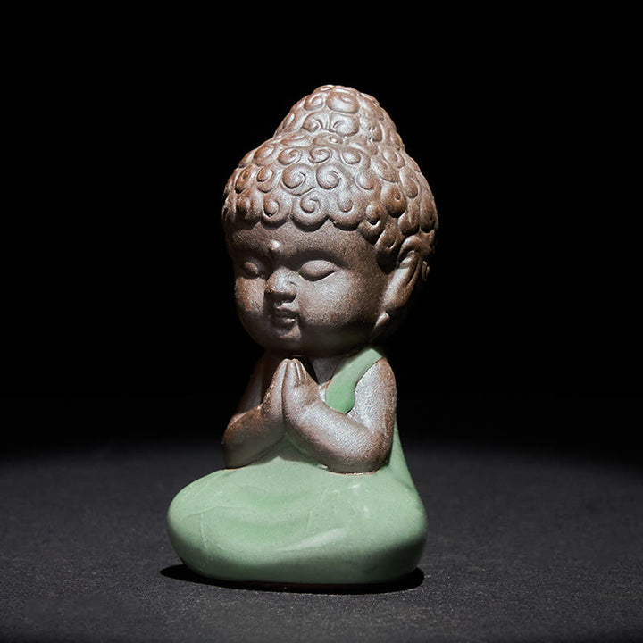 Buddha Stones Prayer Meditation Resting Monk Ceramic Statue Serenity Home Decoration - image 1