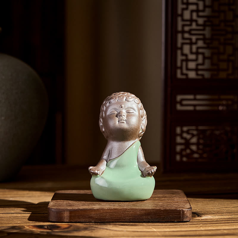 Buddha Stones Prayer Meditation Resting Monk Ceramic Statue Serenity Home Decoration - image 13