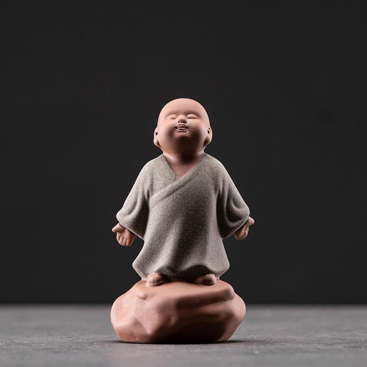Buddha Stones Looking Up Resting Monk Ceramic Statue Compassion Home Decoration - Looking Up Gray Monk 6.5*4.5*10cm - image 1