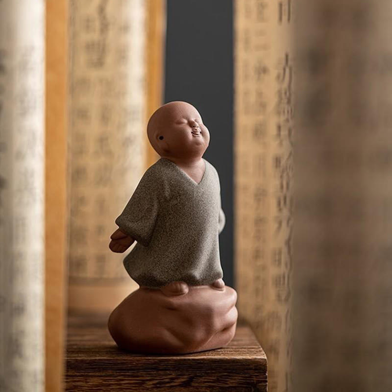 Buddha Stones Looking Up Resting Monk Ceramic Statue Compassion Home Decoration - image 3