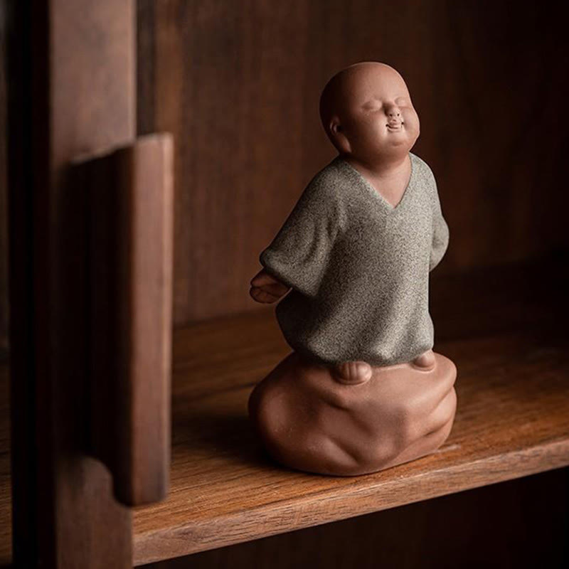 Buddha Stones Looking Up Resting Monk Ceramic Statue Compassion Home Decoration - image 2