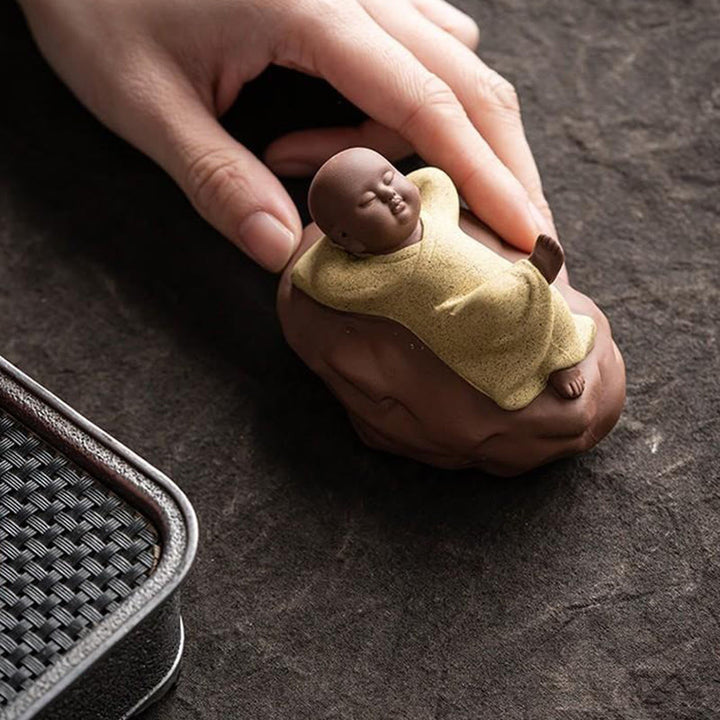 Buddha Stones Looking Up Resting Monk Ceramic Statue Compassion Home Decoration - image 12