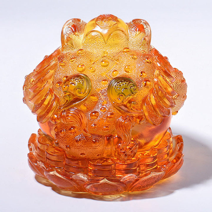 Buddha Stones Feng Shui Frog Coins Handmade Liuli Crystal Art Piece Wealth Home Office Decoration - image 17
