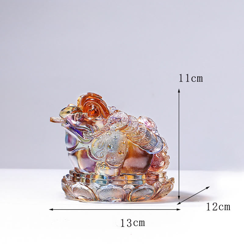 Buddha Stones Feng Shui Frog Coins Handmade Liuli Crystal Art Piece Wealth Home Office Decoration - image 14