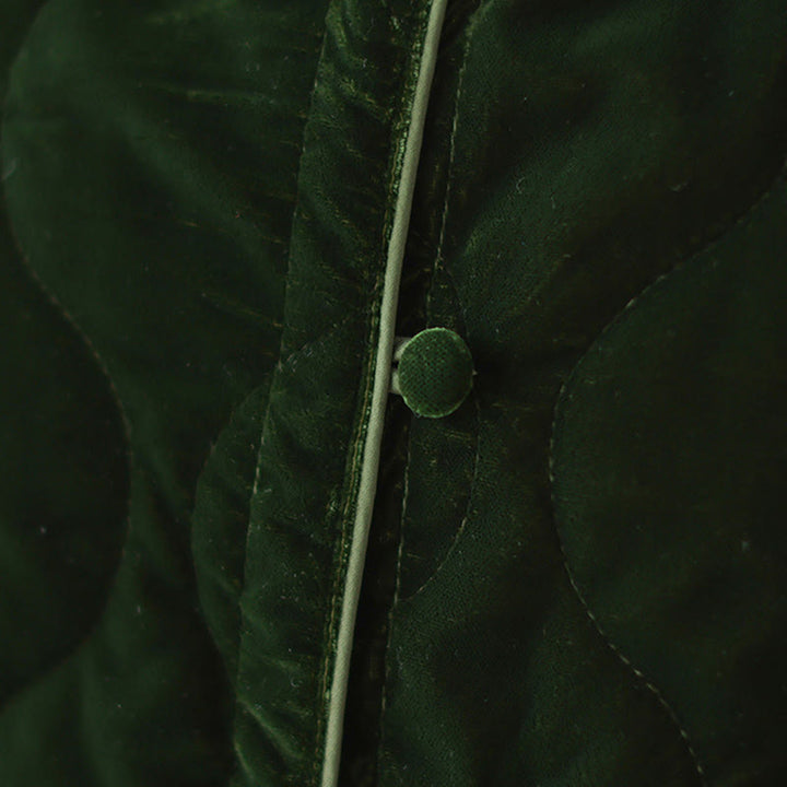 Buddha Stones Diamond Pattern Short Style Women's Long Sleeve Thickened Jacket With Pockets - image 12