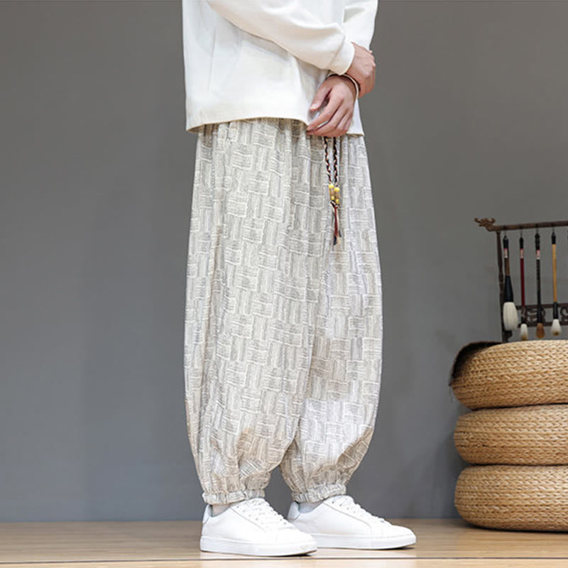 Buddha Stones Fall Jacquard Plaid Pattern Cotton Corduroy Men's Harem Pants With Pockets - image 17