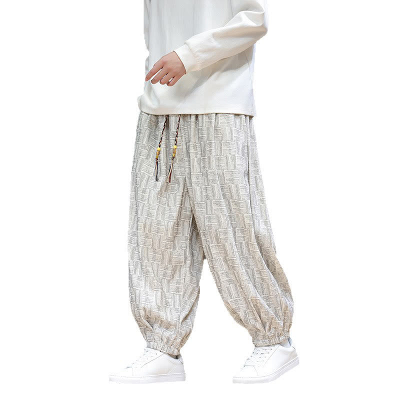 Buddha Stones Fall Jacquard Plaid Pattern Cotton Corduroy Men's Harem Pants With Pockets - image 22