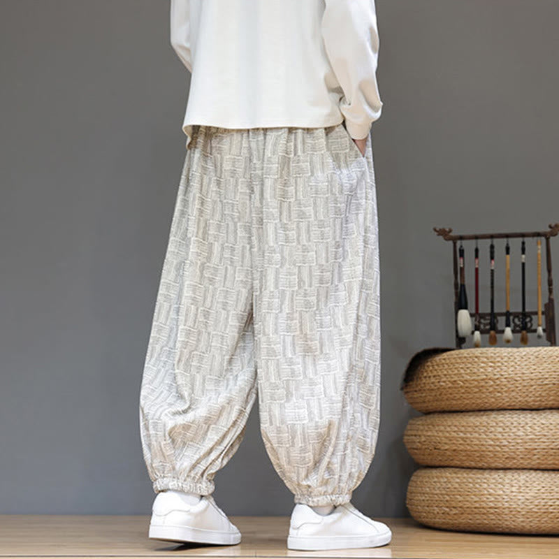 Buddha Stones Fall Jacquard Plaid Pattern Cotton Corduroy Men's Harem Pants With Pockets - image 16