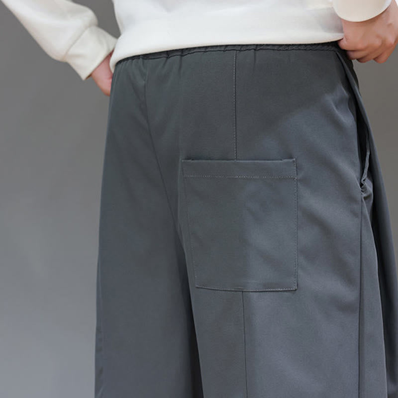 Buddha Stones Fall Solid Color Straight Leg Design Men's Harem Pants With Pockets - image 11