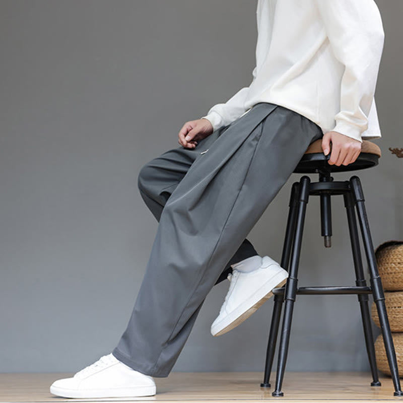 Buddha Stones Fall Solid Color Straight Leg Design Men's Harem Pants With Pockets - image 8