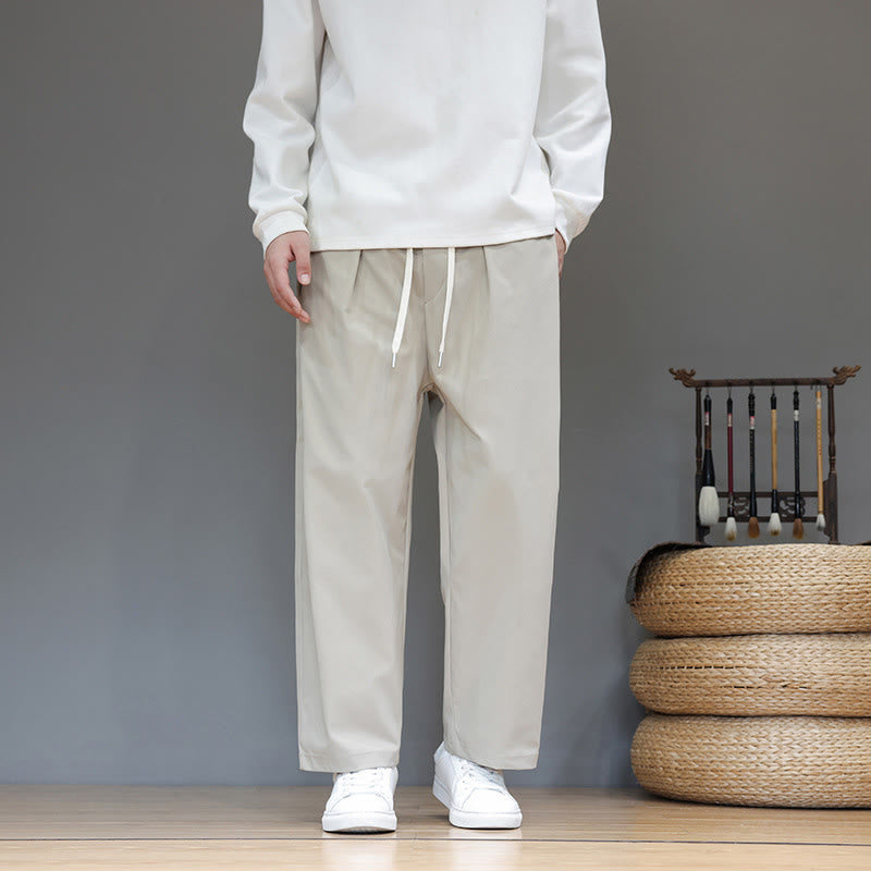 Buddha Stones Fall Solid Color Straight Leg Design Men's Harem Pants With Pockets - Beige - US/UK/AU46，EU56 (5XL) - image 13