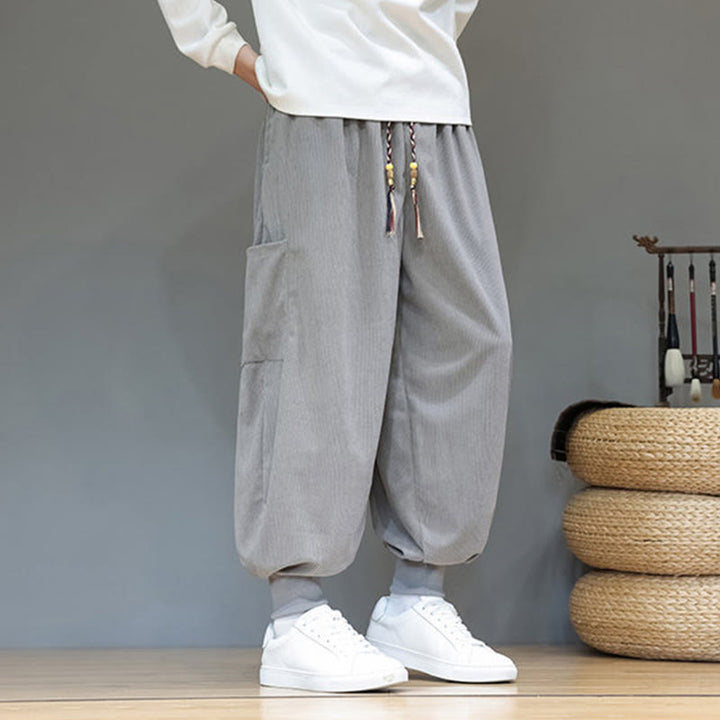 Buddha Stones Spring Solid Color Men's Ankle-Length Cotton Pants With Pockets - image 13