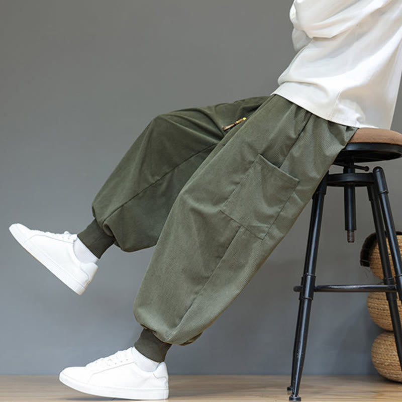 Buddha Stones Spring Solid Color Men's Ankle-Length Cotton Pants With Pockets - image 7