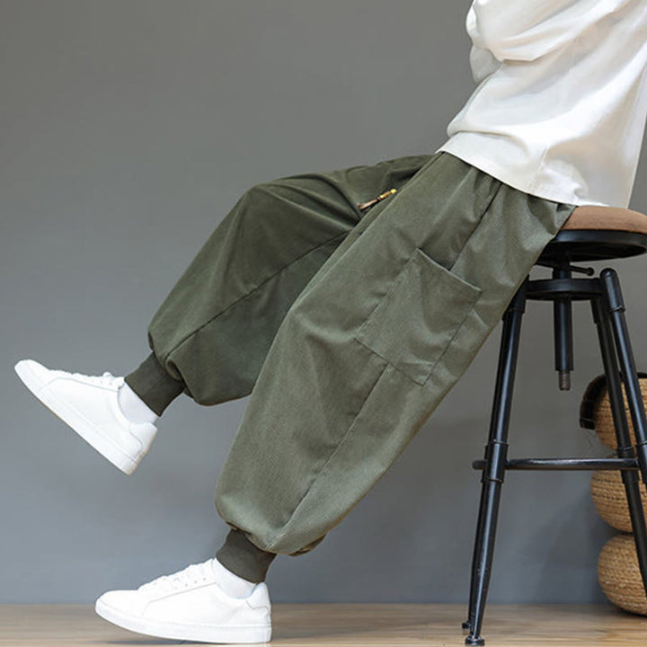 Buddha Stones Spring Solid Color Men's Ankle-Length Cotton Pants With Pockets - image 7