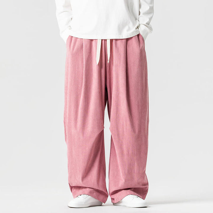 Buddha Stones Winter Drawstring Corduroy Cotton Men's Wide Leg Pants With Pockets - LightPink - US/UK/AU46，EU56 (5XL) - image 7