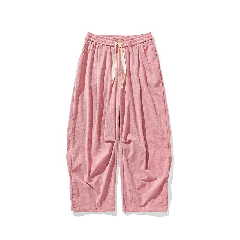 Buddha Stones Winter Drawstring Corduroy Cotton Men's Wide Leg Pants With Pockets - image 15