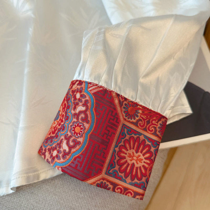 Buddha Stones Frog-Button Dragon Flower Bamboo Jacquard Design Women's Vest Waistcoat Shirt - image 12