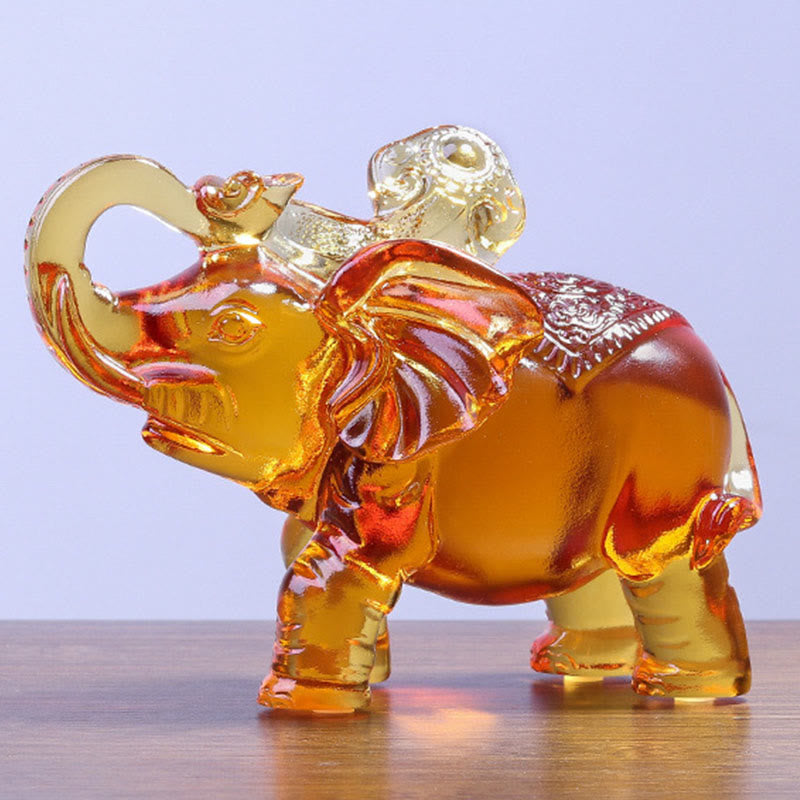 Buddha Stones Yellow Liuli Crystal Elephant Trunk Up Down Design Strength Home Decoration - image 2