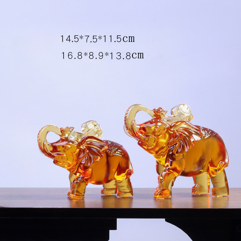 Buddha Stones Yellow Liuli Crystal Elephant Trunk Up Down Design Strength Home Decoration - image 20