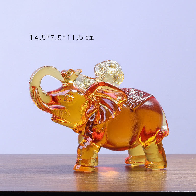 Buddha Stones Yellow Liuli Crystal Elephant Trunk Up Down Design Strength Home Decoration - Small Elephant(Trunk Up) 14.5*7.5*11.5 cm - image 1