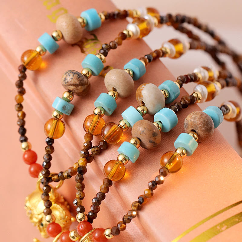 Buddha Stones Tiger Eye Protection Golden Year Of The Horse Necklace Pendant - image 11