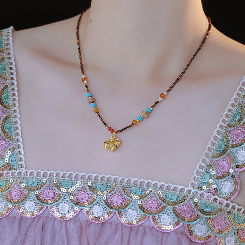 Buddha Stones Tiger Eye Protection Golden Year Of The Horse Necklace Pendant - image 9