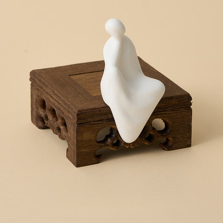 Buddha Stones Formless Buddha Ceramics Wenge Wood Desk Serenity Decoration - image 4