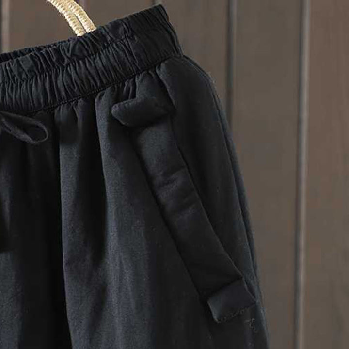 Buddha Stones Women's Winter Drawstring Fleece-Lined Thermal Harem Pants With Pockets - image 12