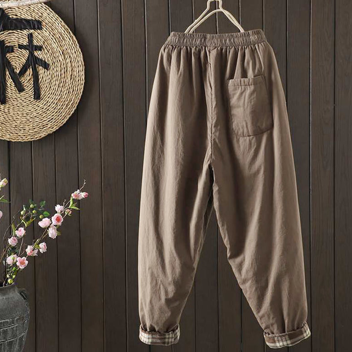 Buddha Stones Women's Winter Drawstring Fleece-Lined Thermal Harem Pants With Pockets - image 2