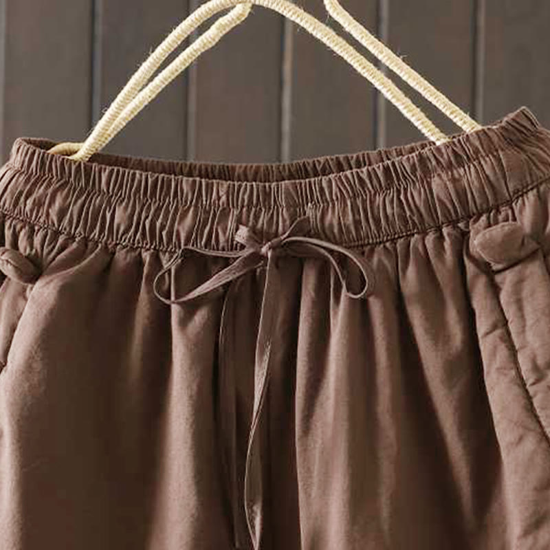 Buddha Stones Women's Winter Drawstring Fleece-Lined Thermal Harem Pants With Pockets - image 15